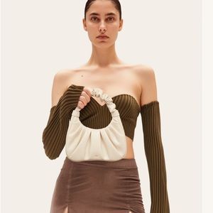 JW PEI GABBI RUCHED HOBO HANDBAG - IVORY